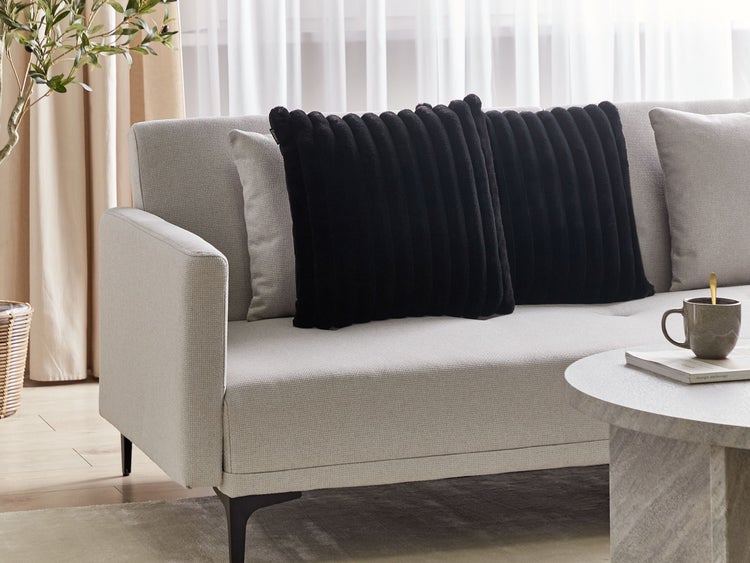 Zwei Kissen mit den Maßen 45 x 45 x 4 cm.