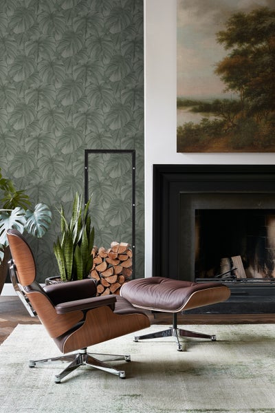 Origin Wallcoverings Tapete 3D Muster Blätter Graugrün - 50 x 900 cm - 347919