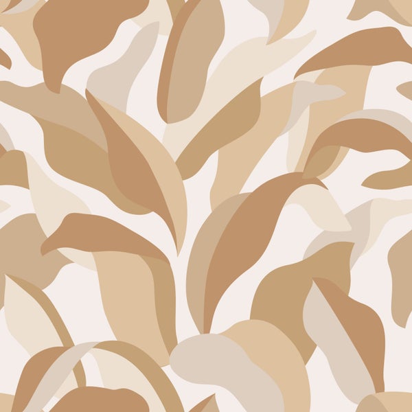 ESTAhome Tapete tropische Blätter Beige und Terrakotta - 50 x 900 cm - 139944