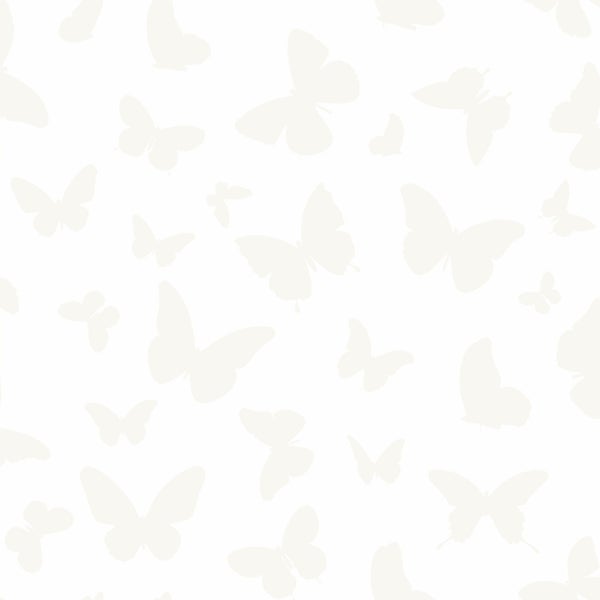 Origin Wallcoverings Tapete Schmetterlinge Weiß und Silber - 53 cm x 10.05 m - 347690