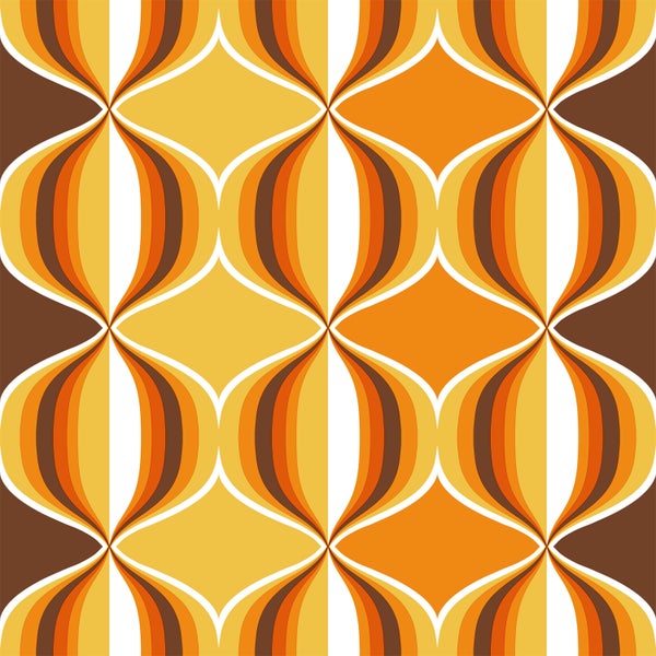 Sanders und Sanders Tapete Retro-Ornamente Gelb, Braun und Orange - 0,53 x 10,05 m - 935269