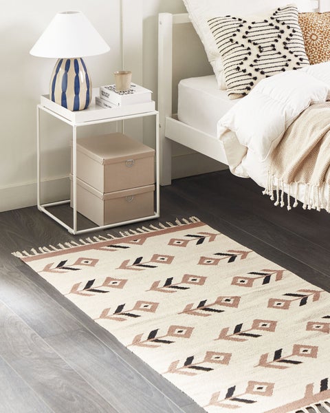 Teppich NIAVAN Beige 80 x 150 cm Baumwolle Kelim