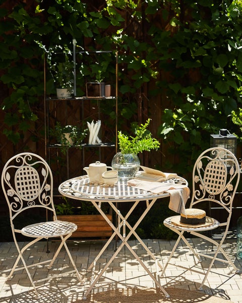 Gartenstuhl 4er Set BIVIO klappbar Metall Cremeweiß