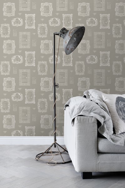 ESTAhome Tapete Rezepte Taupe - 53 cm x 10.05 m - 127632