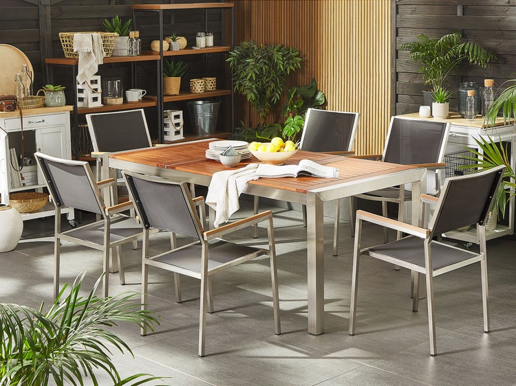 Gartenmöbel Set 6-Sitzer GROSSETO Eukalyptusholz Braun / Grau