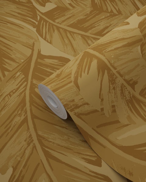 Origin Wallcoverings Tapete Palmblätter Ockergelb - 50 x 900 cm - 347891