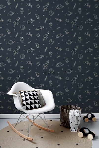 ESTAhome Tapete Weltraum Dunkelblau - 50 x 900 cm - 139423