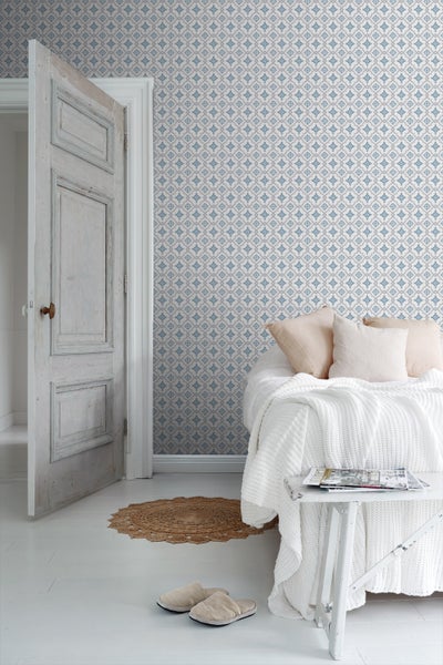 Duro Tapete Fliesenmuster Graublau - 53 cm x 10.05 m - 661181