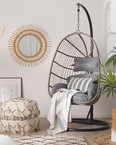Hängesessel mit Gestell CASOLI Polyrattan Grau