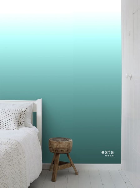 ESTAhome Fototapete Dip-Dye Muster Türkis und Weiß - 100 x 279 cm - 158820