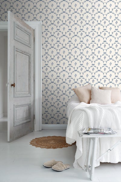 Duro Tapete Blumen Graublau - 53 cm x 10.05 m - 661172