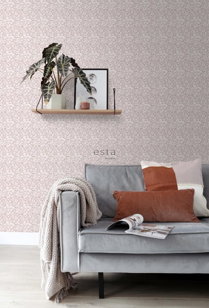 ESTAhome Tapete Blumenmuster Helllila - 50 x 900 cm - 139331