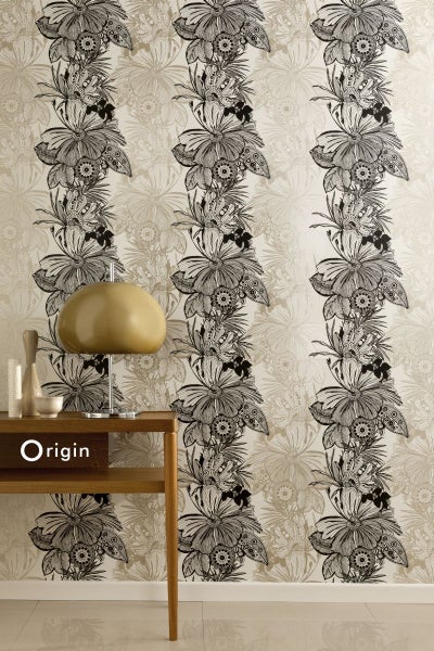 Origin Wallcoverings Tapete Blumen Schwarz und Beige - 52 cm x 10,05 m - 307133