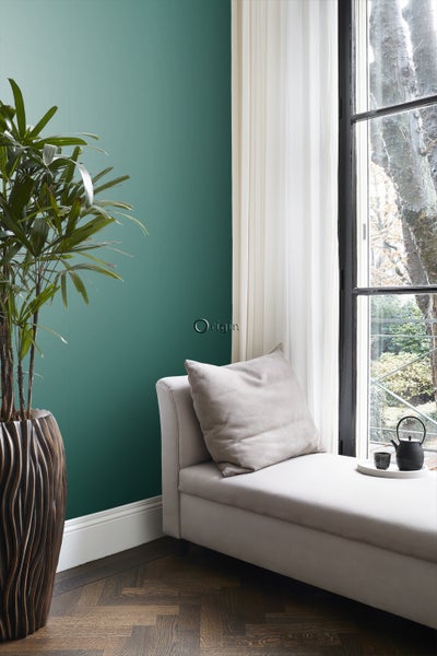 Origin Wallcoverings Tapete Uni mit Glanzeffekt Petrolblau - 53 cm x 10.05 m - 347216