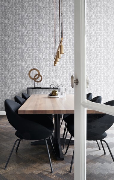 Origin Wallcoverings Tapete alte eiserne Druckbuchstaben Hellgrau - 53 cm x 10.05 m - 347594