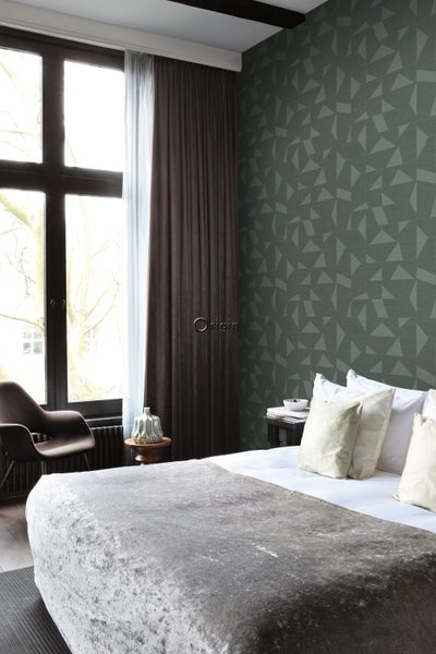 Origin Wallcoverings Tapete grafisches Muster in Gewebeoptik Grün - 53 cm x 10.05 m - 347755