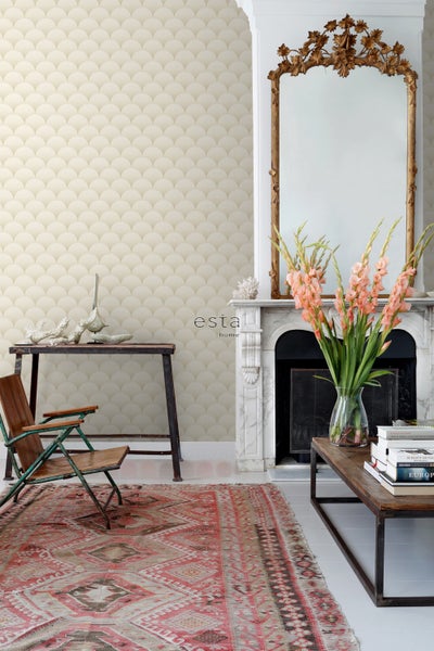 ESTAhome Tapete Art Decó Muster Sandbeige - 50 x 900 cm - 139464