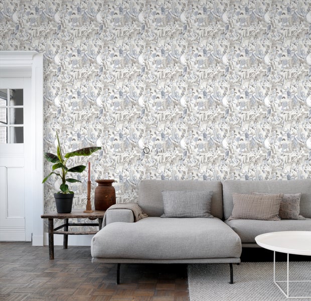 Origin Wallcoverings Tapete figurative Motive Kieselgrau - 53 cm x 10.05 m - 347421