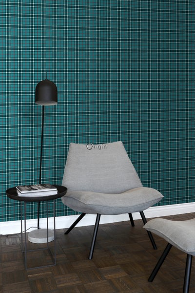 Origin Wallcoverings Tapete Karomuster Türkis - 53 cm x 10.05 m - 347470