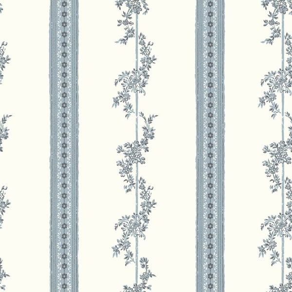 Borastapeter Tapete Blumen Beige und Blau - 53 cm x 10.05 m - 660047