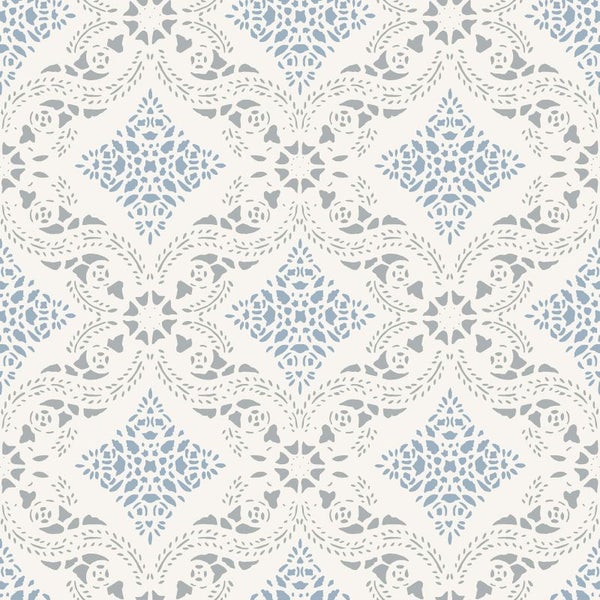 Duro Tapete Fliesenmuster Graublau und Beige - 53 cm x 10.05 m - 661168