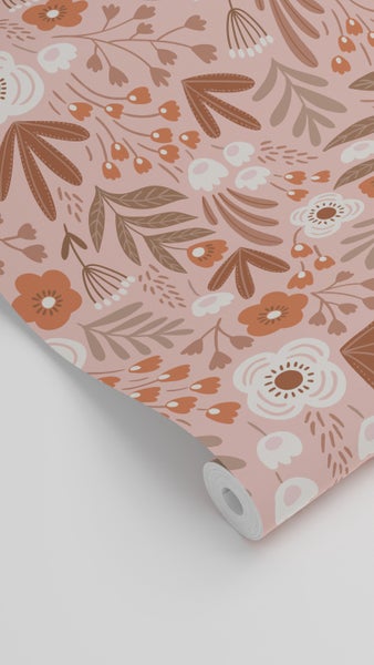 ESTAhome Tapete Blumen Terrakottarosa - 50 x 900 cm - 131069