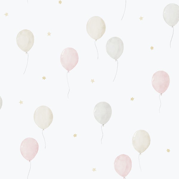 Sanders und Sanders Tapete Luftballon Hellrosa, Beige und Weiß - 53 cm x 10.05 m - 640634