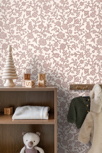 ESTAhome Tapete Blumenmuster Lila - 50 x 900 cm - 131522
