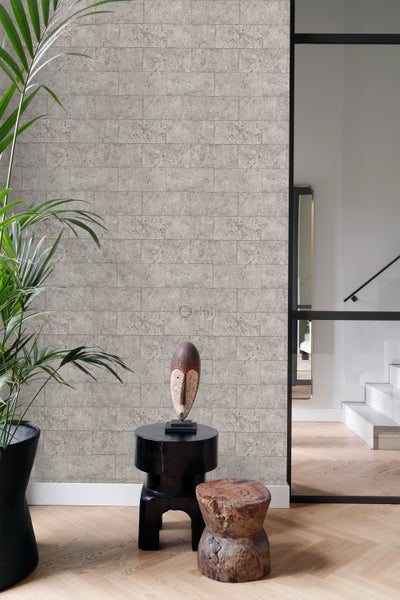 Origin Wallcoverings Tapete Stein-Optik Hellgrau - 53 cm x 10.05 m - 347581