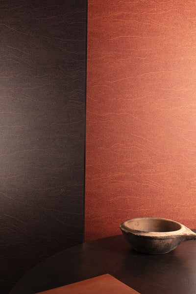 Himmelsbambus im Metalleimer auf einer Holzterrasse