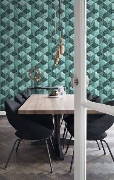 Origin Wallcoverings Tapete 3D Marmor Motiv Smaragdgrün - 53 cm x 10.05 m - 347319