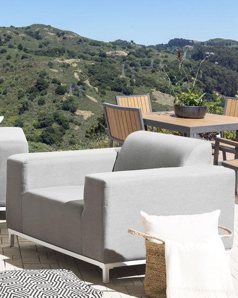 Gartensessel 2er Set ROVIGO Stoff Hellgrau