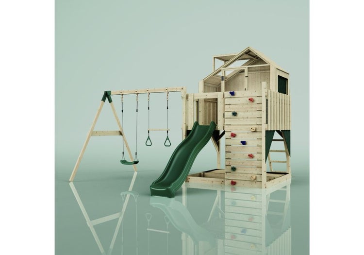 PolarPlay Spielturm Lasse aus Holz in Blau Babyschaukel