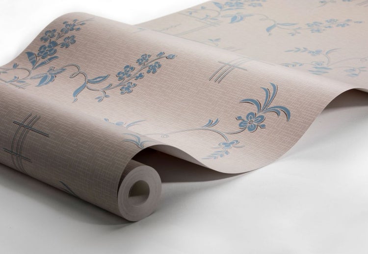 Borastapeter Tapete Blumen Braun und Blau - 53 cm x 10.05 m - 660088