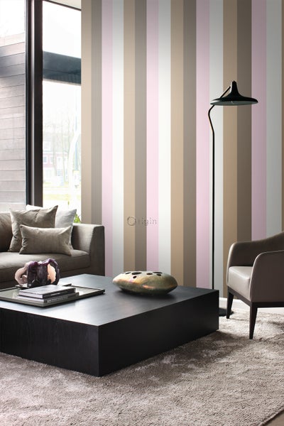 Origin Wallcoverings Tapete Streifen Rosa und Braun - 53 cm x 10.05 m - 346516