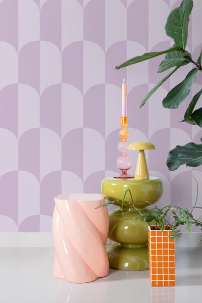 ESTAhome Tapete Art Decó Muster Violett - 53 cm x 10.05 m - 139993