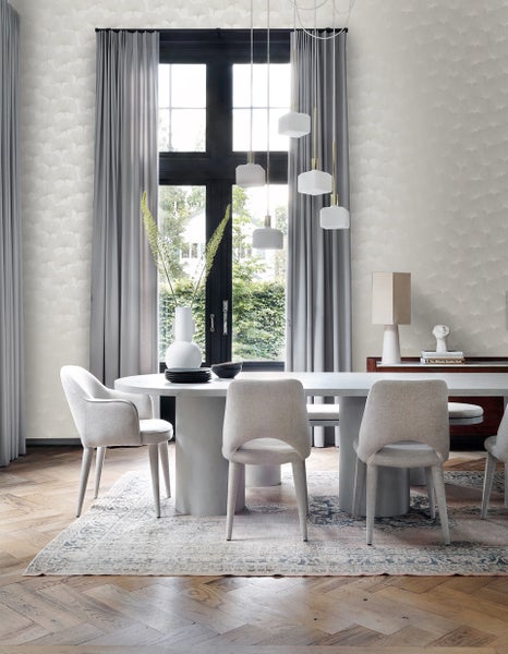 Origin Wallcoverings Tapete Ginkgoblätter Warmgrau - 53 cm x 10.05 m - 347749