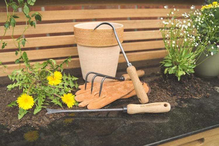 Teak Gartenwerkzeug Set Roma 8-tlg. Gartengeräte geschmiedet Teak Griff premium