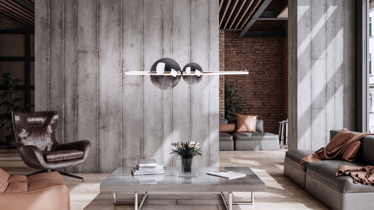 LED Pendelleuchte chrom NOVA aus chromfarbenem Metall, Kunststoff und Rauchglas, mit fest verbauten LEDs, ca. 105 cm lang