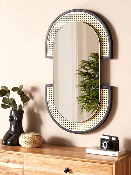 Wandspiegel STAINS 43 cm 75 cm Rattan Naturfarben