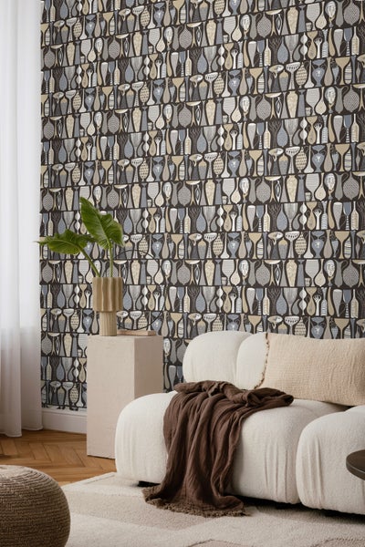 Borastapeter Tapete Vasen und Töpfen Grau - 53 cm x 10.05 m - 660687