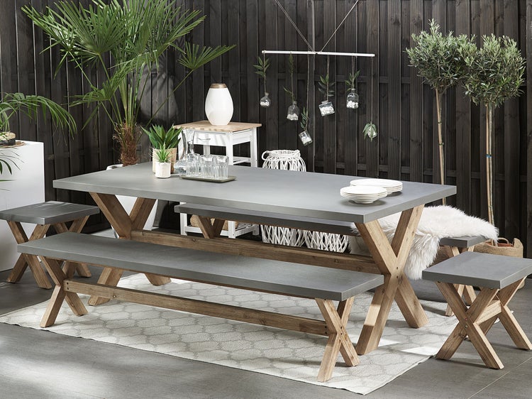 Gartentisch OLBIA 200 cm 100 cm Beton Grau
