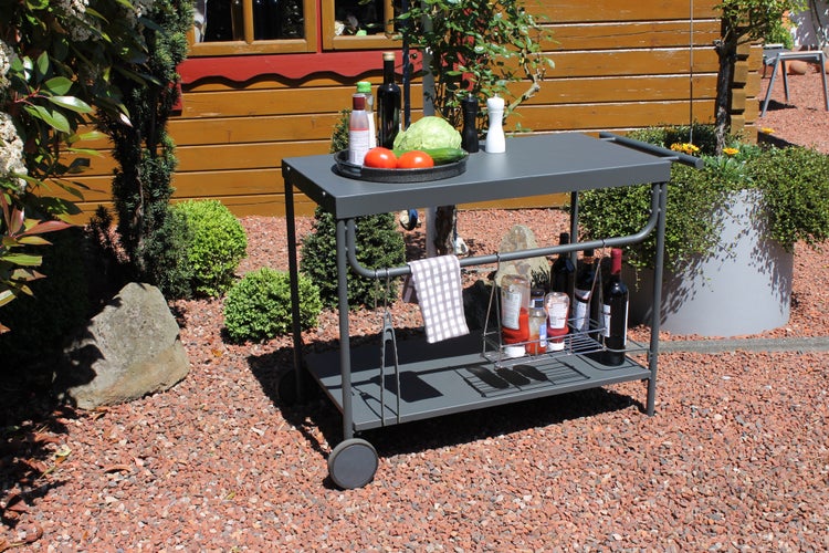 Grill-Serviertisch mit Rollen, anthrazit, 100 x 48 x 73 cm