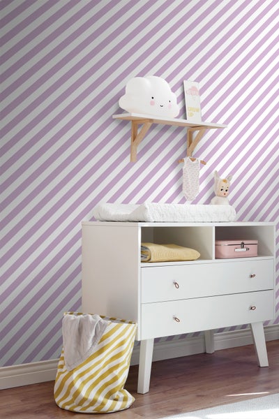ESTAhome Tapete Streifen Violett und Weiß - 53 cm x 10.05 m - 139952