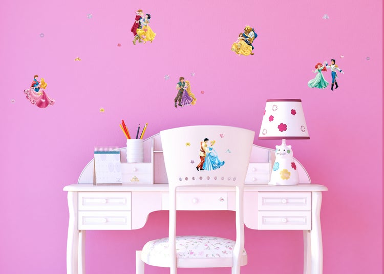 Disney Wandtattoo Prinzessinnen Gelb, Rosa, Lila und Blau - 85 x 65 cm - 600141
