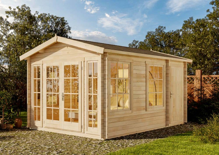 Alpholz Gartenhaus Kim-40 Gartenhaus aus Holz, Holzhaus mit 40 mm Wandstärke, Blockbohlenhaus mit Montagematerial