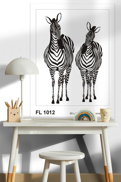 Dekorative Illustration von zwei Zebras im Kinderzimmer auf einem Tisch.