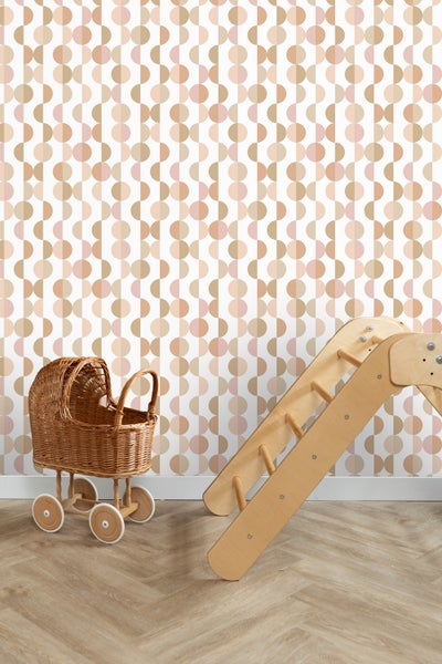 ESTAhome Tapete grafisches Motiv Terrakotta, Rosa und Beige - 50 x 900 cm - 139621