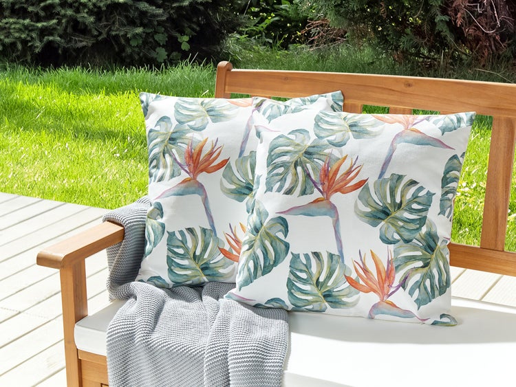 Gartenkissen 2er Set TORRAZZO Pflanzenmuster 45 x 45 cm Bunt