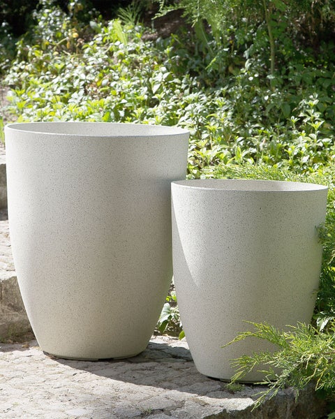 Blumenkübel CROTON Stein 43 cm Cremeweiß